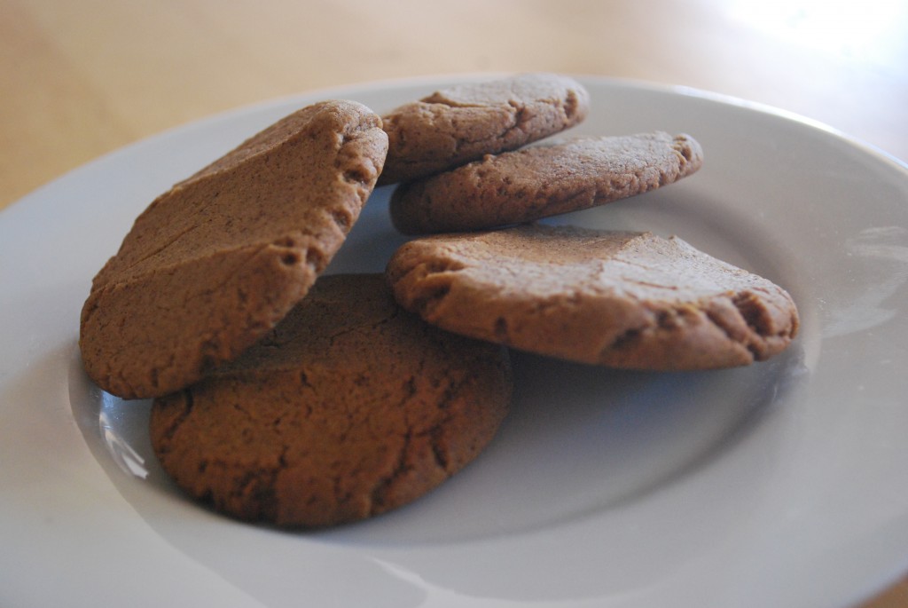 Ginger biscuits on a plate.